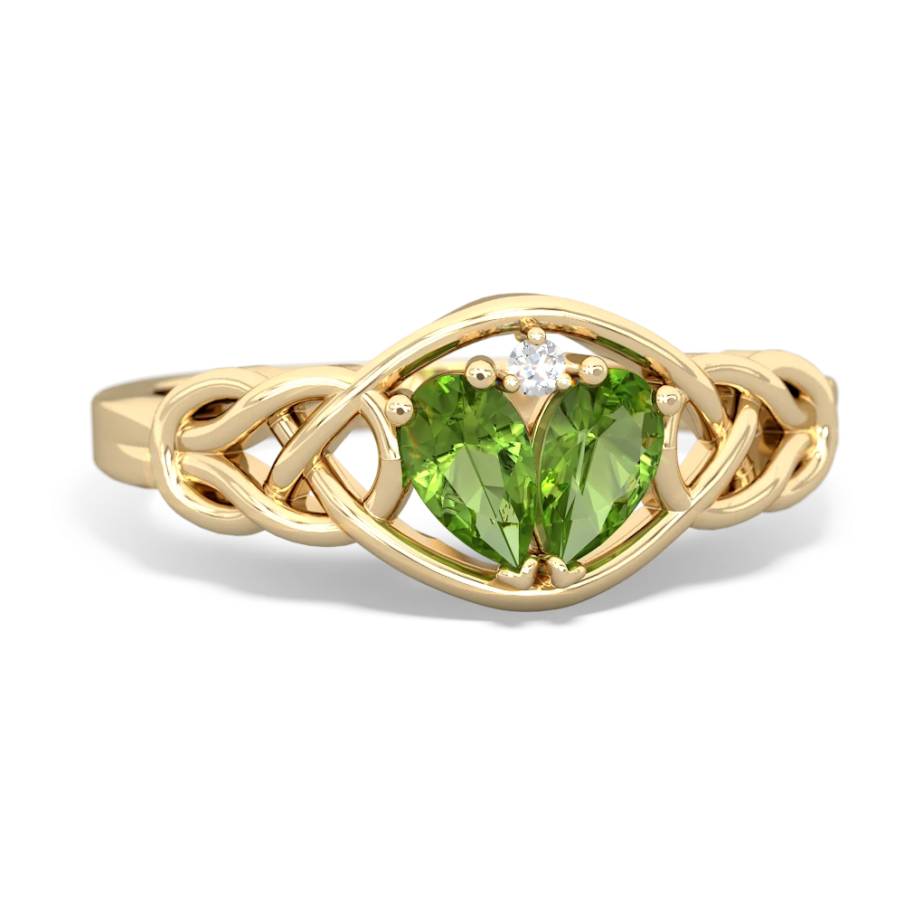 Peridot Celtic Love Knot 14K Yellow Gold ring R5420