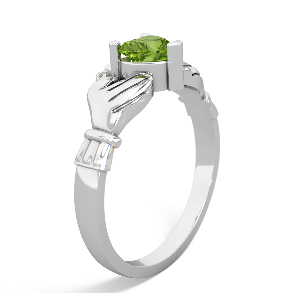 Peridot Claddagh 14K White Gold ring R2370