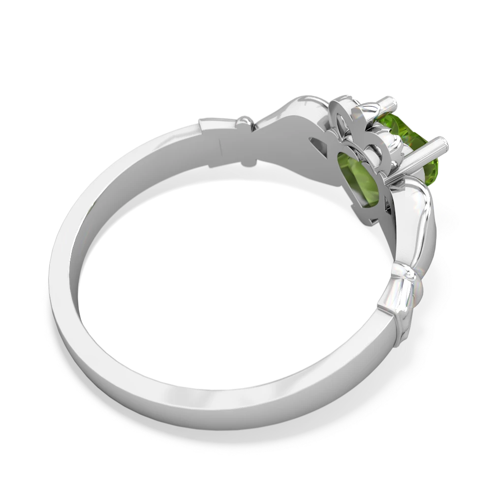 Peridot Claddagh 14K White Gold ring R2370