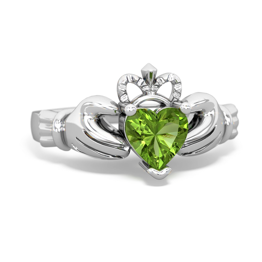 Peridot Claddagh 14K White Gold ring R2370