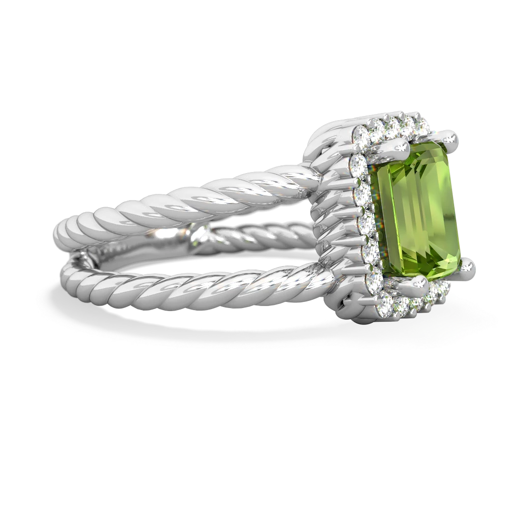 Peridot Rope Split Band 14K White Gold ring R2628