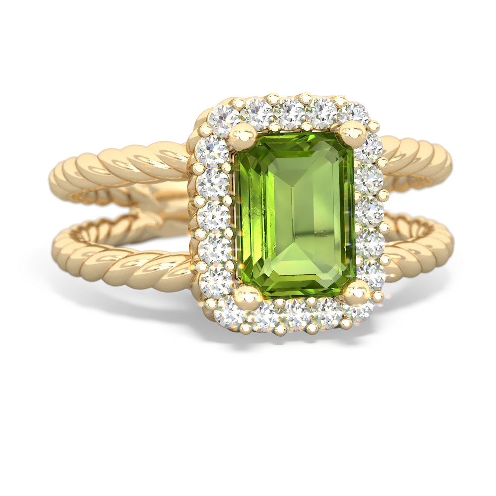 Peridot Rope Split Band 14K Yellow Gold ring R2628