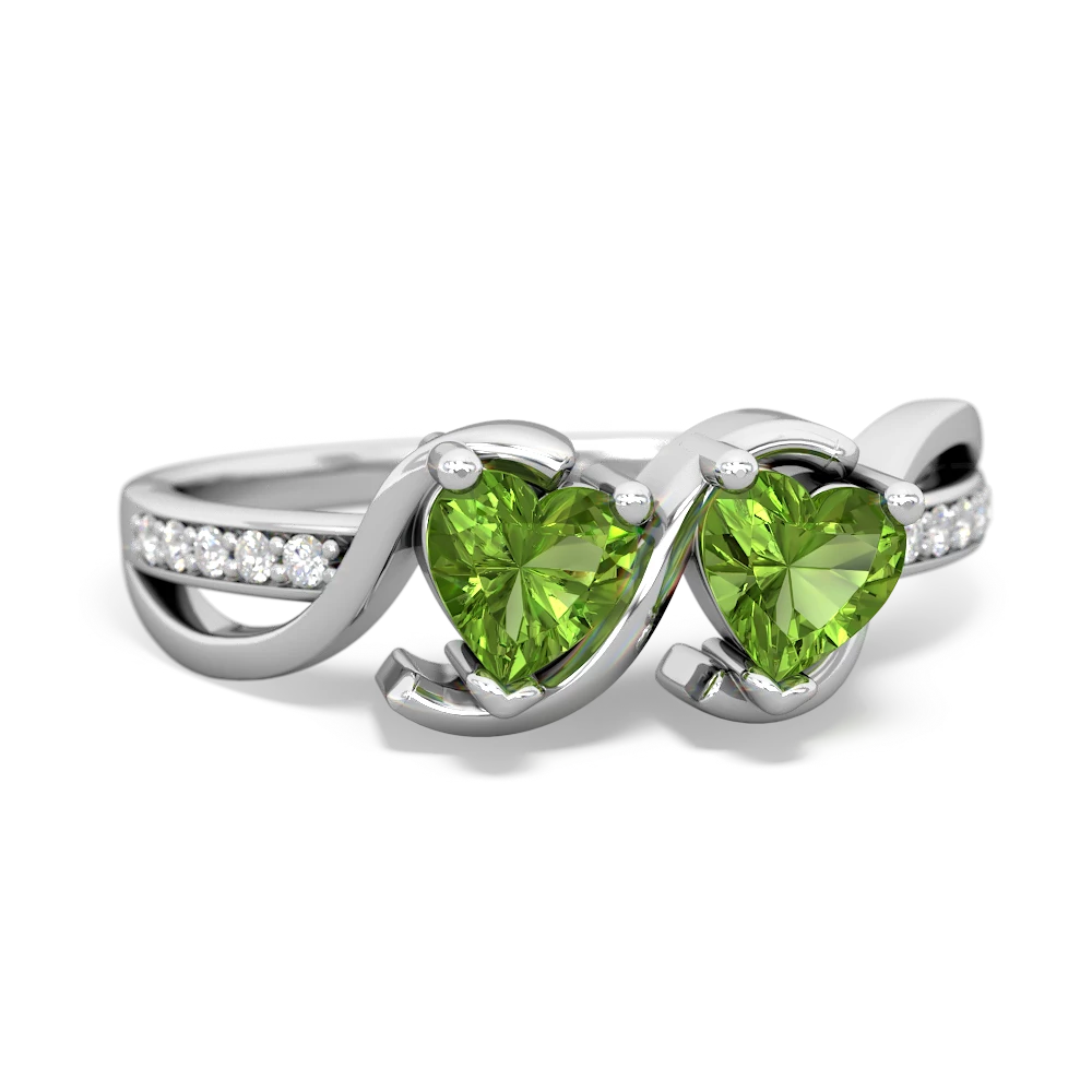 Peridot Side By Side 14K White Gold ring R3090