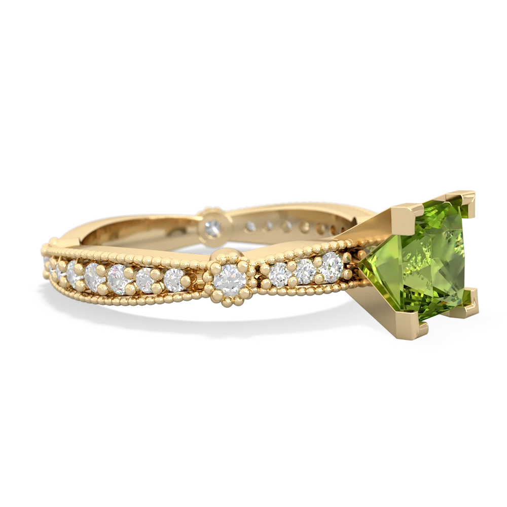 Peridot Sparkling Tiara 6Mm Princess 14K Yellow Gold ring R26296SQ