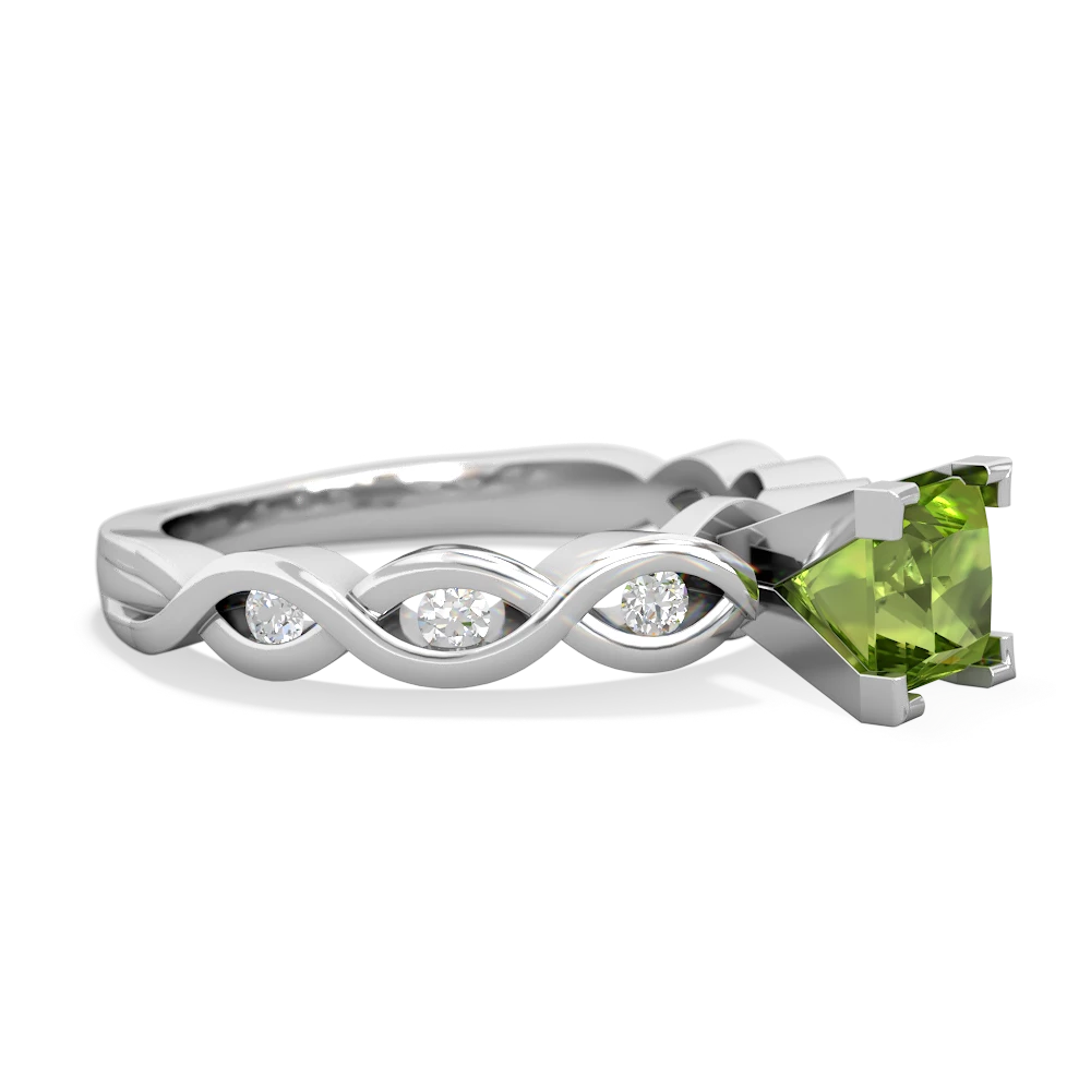 Peridot Infinity 5Mm Square Engagement 14K White Gold ring R26315SQ