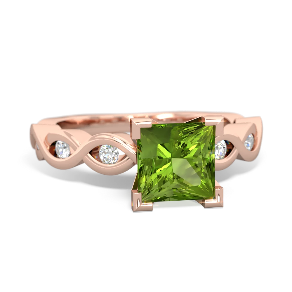 Peridot Infinity 6Mm Princess Engagement 14K Rose Gold ring R26316SQ