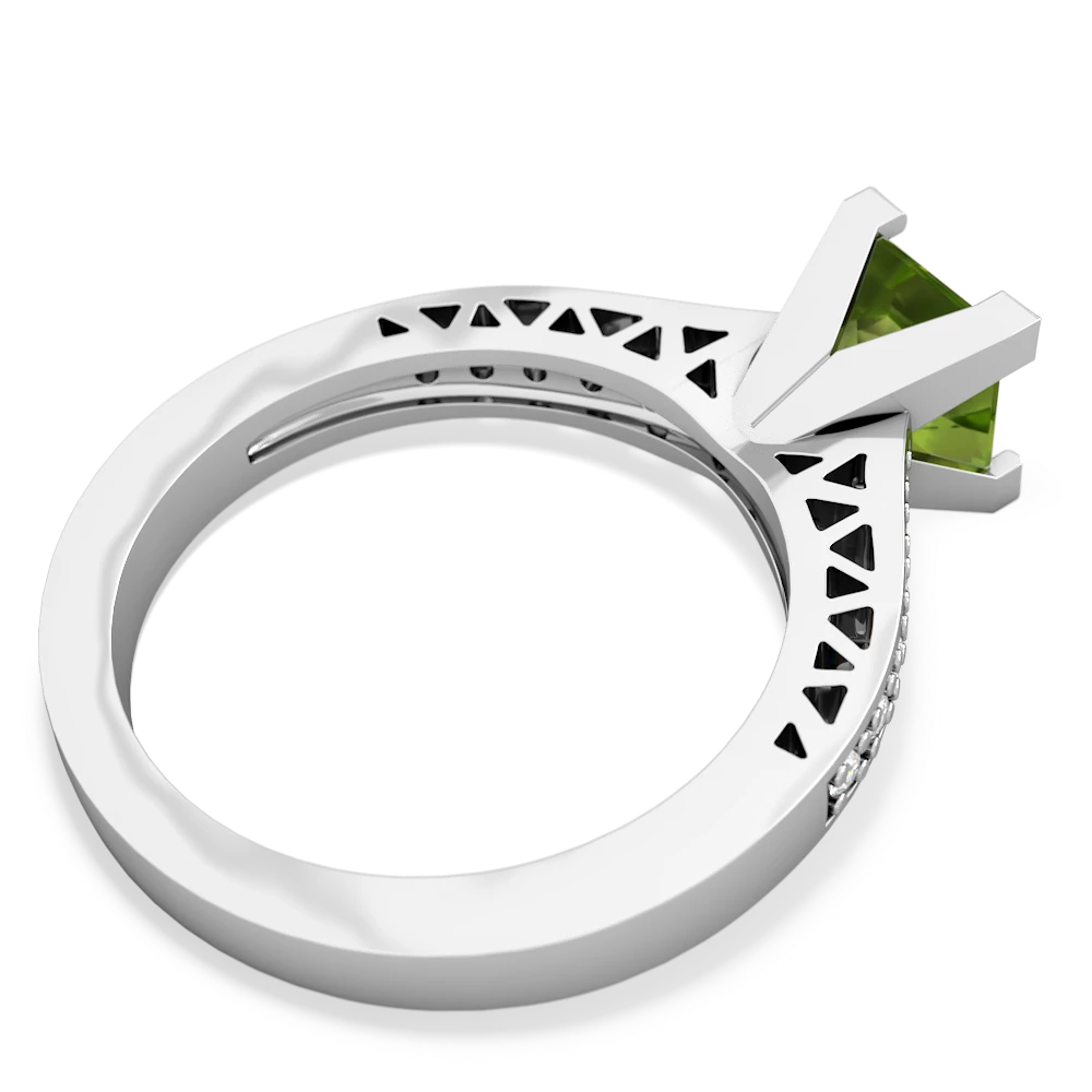 Peridot Art Deco Engagement 6Mm Princess 14K White Gold ring R26356SQ