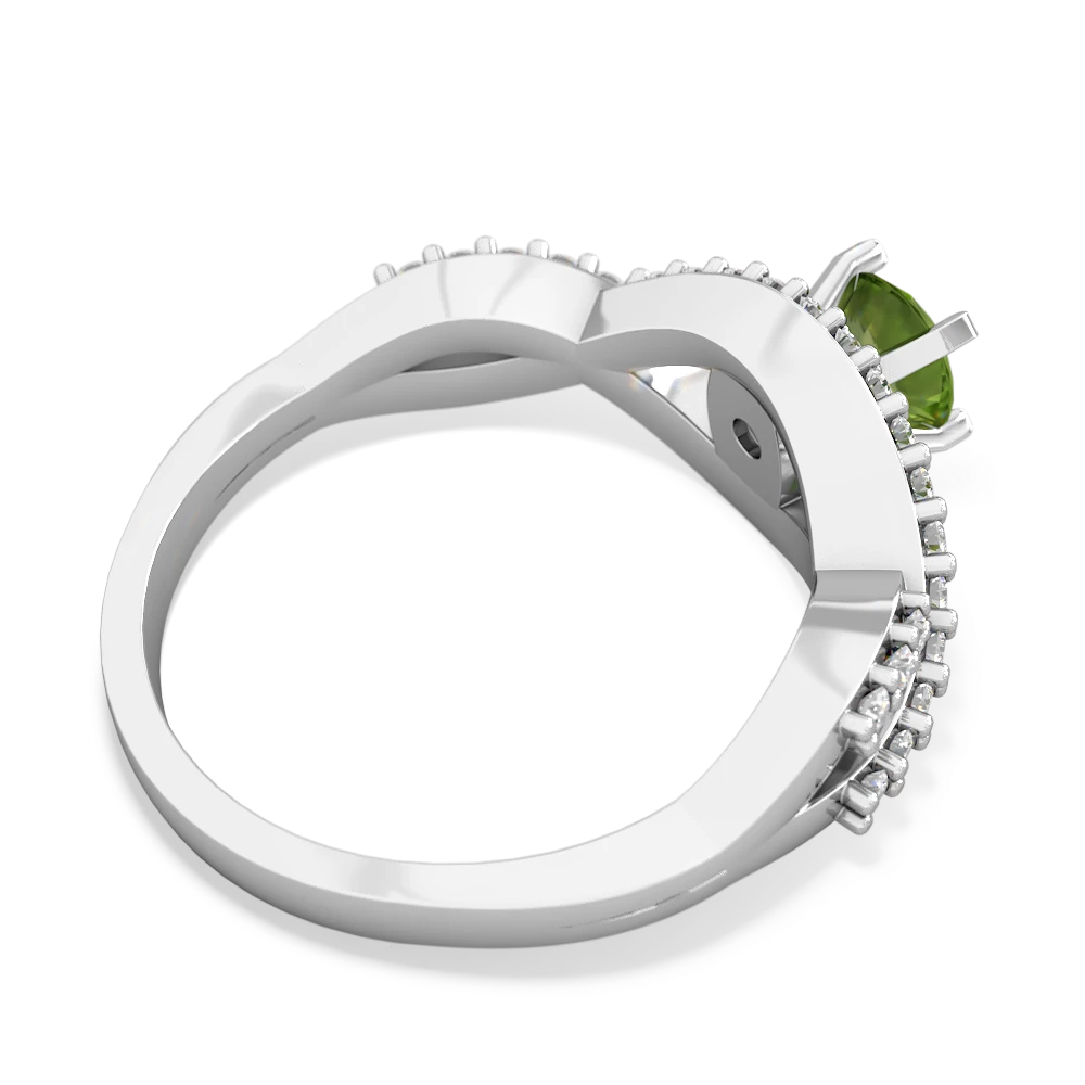 Peridot Diamond Twist 5Mm Round Engagment  14K White Gold ring R26405RD