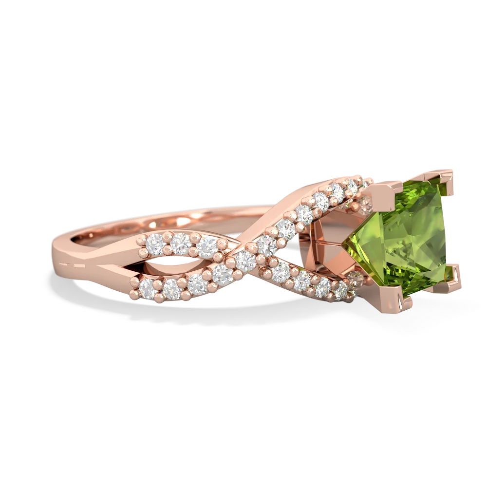 Peridot Diamond Twist 6Mm Princess Engagment  14K Rose Gold ring R26406SQ