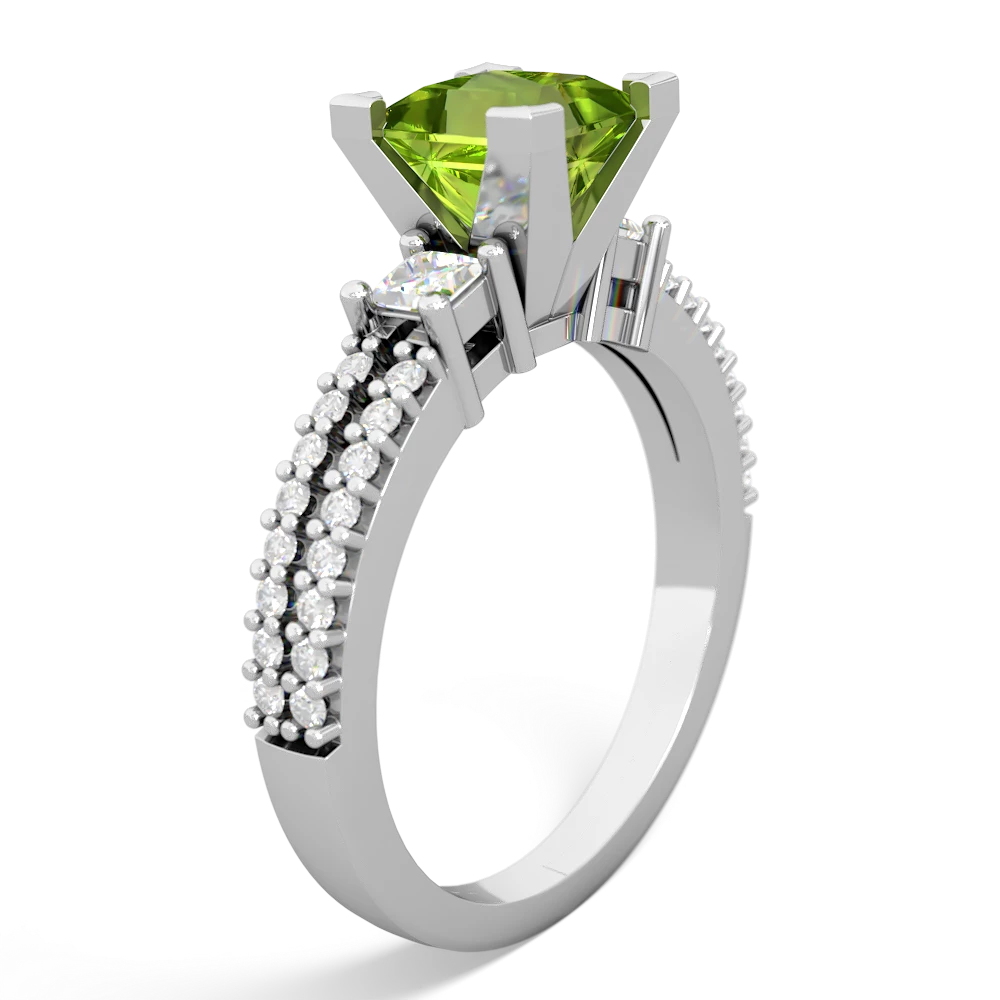 Peridot Classic 6Mm Princess Engagement 14K White Gold ring R26436SQ