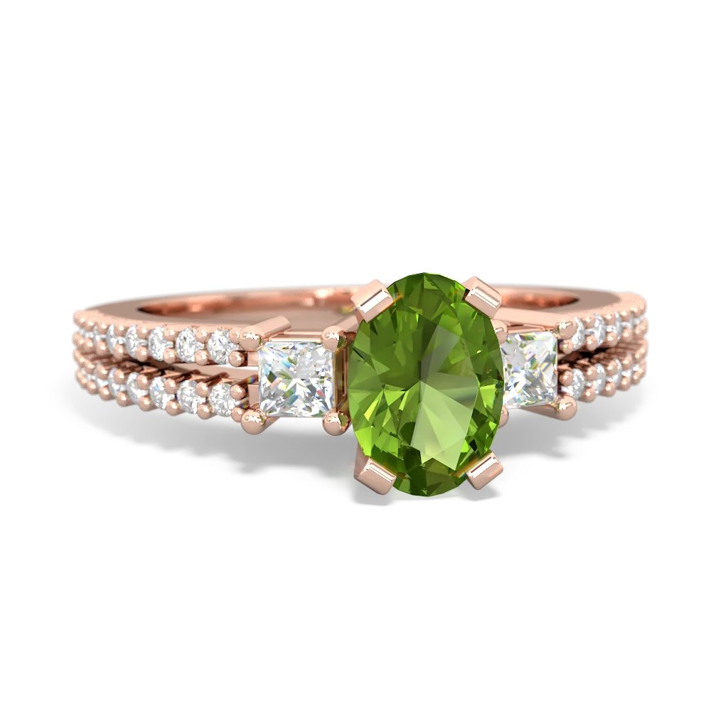 Peridot Classic 7X5mm Oval Engagement 14K Rose Gold ring R26437VL