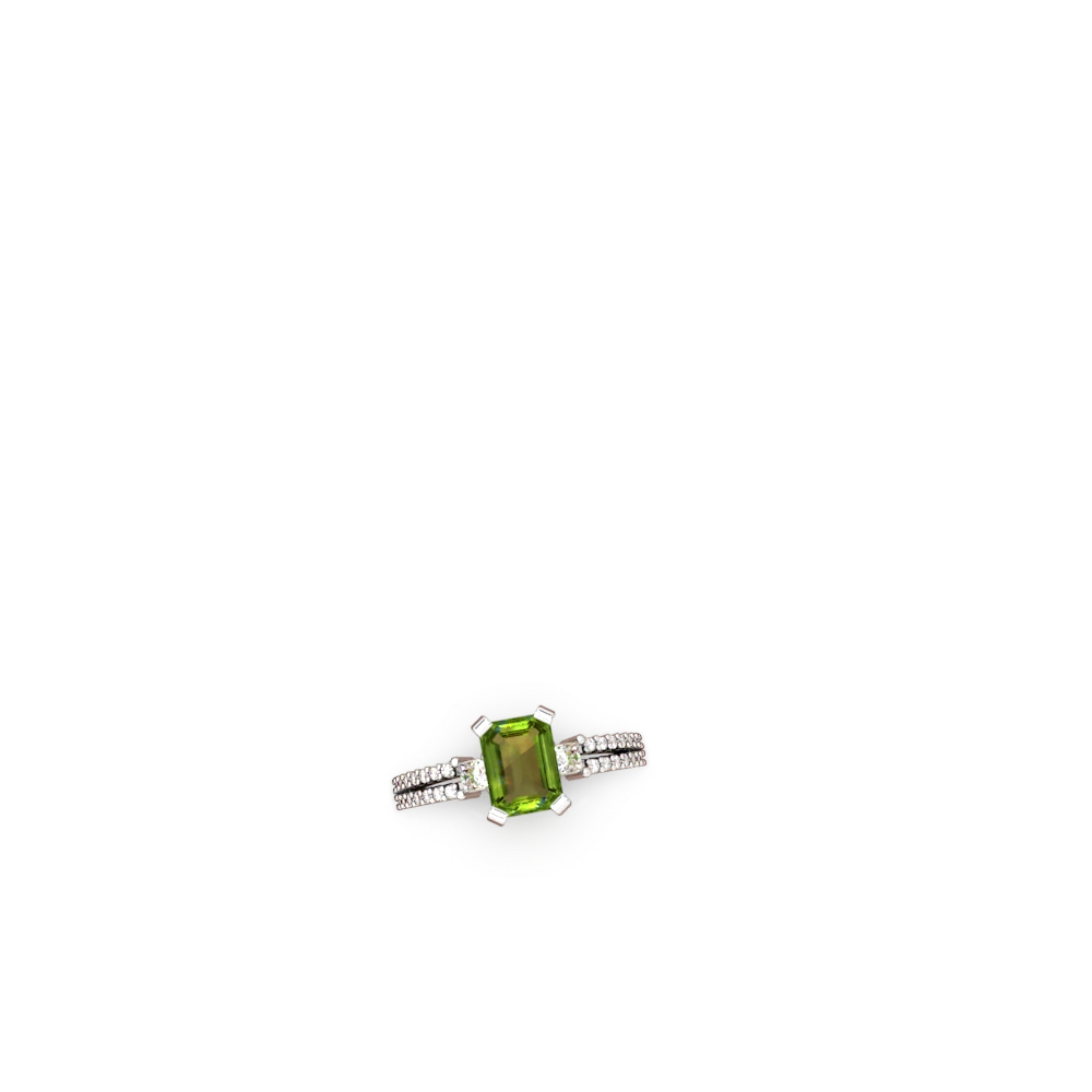 Peridot Classic 8X6mm Emerald-Cut Engagement 14K White Gold ring R26438EM