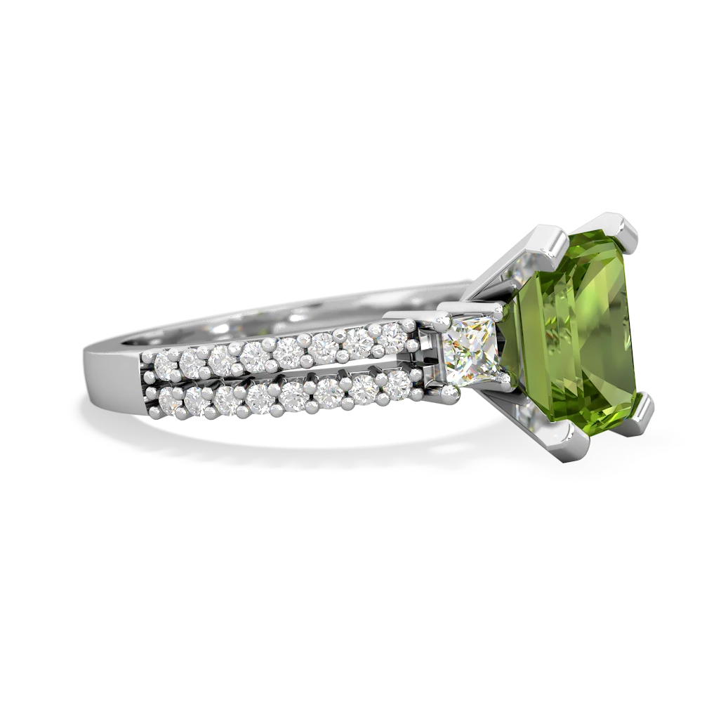 Peridot Classic 8X6mm Emerald-Cut Engagement 14K White Gold ring R26438EM