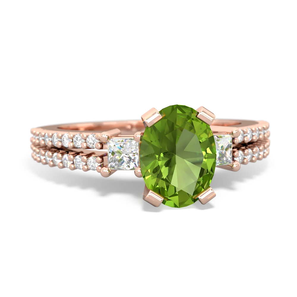 Peridot Classic 8X6mm Oval Engagement 14K Rose Gold ring R26438VL