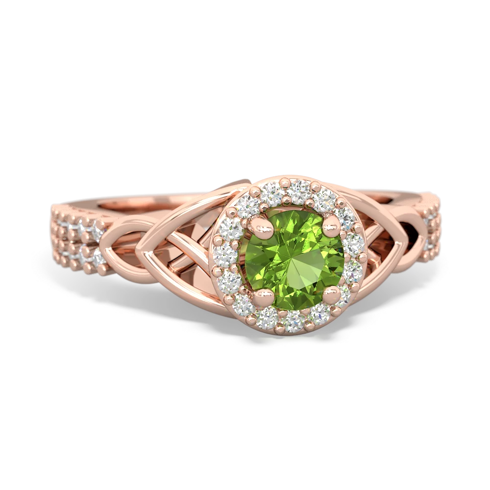 Peridot Celtic Knot Halo 14K Rose Gold ring R26445RH