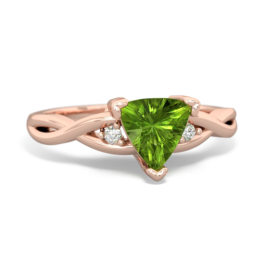 Peridot Trillion Twist 14K Rose Gold ring R2104