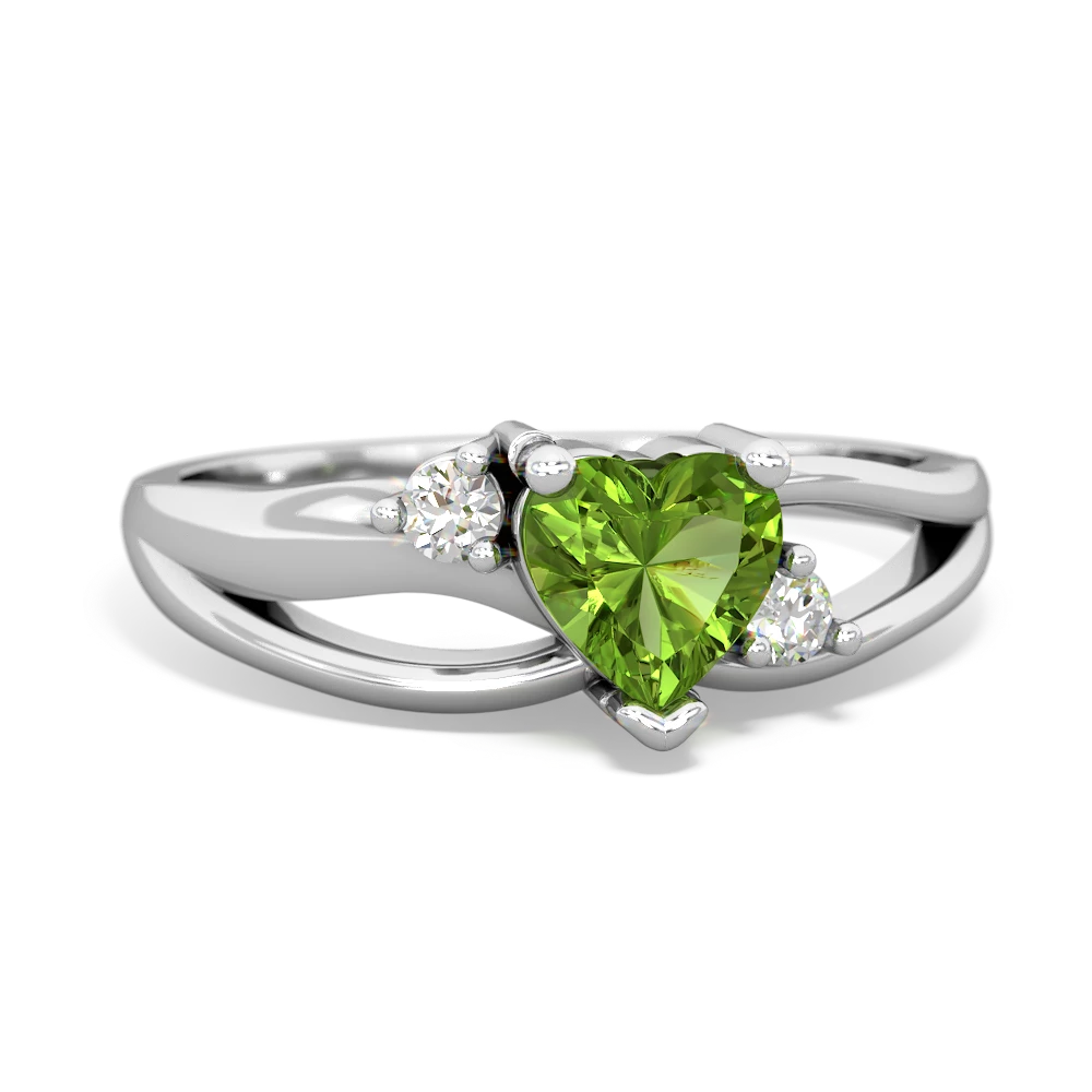 Peridot Split Band Swirl 14K White Gold ring R2130