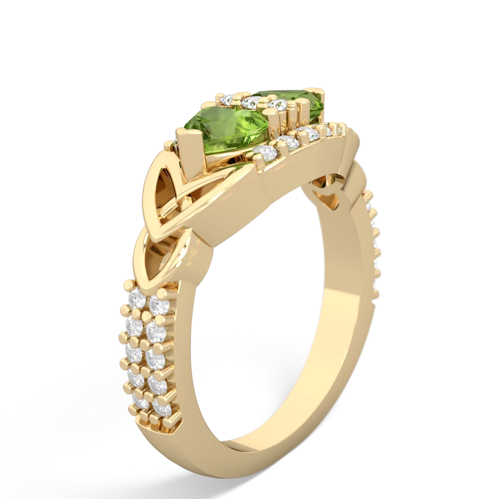 Peridot Sparkling Celtic Knot 14K Yellow Gold ring R2645