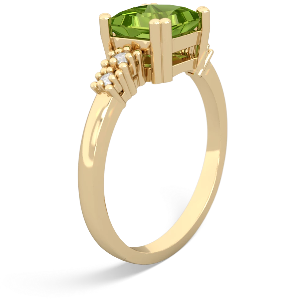 Peridot Art Deco Princess 14K Yellow Gold ring R2014