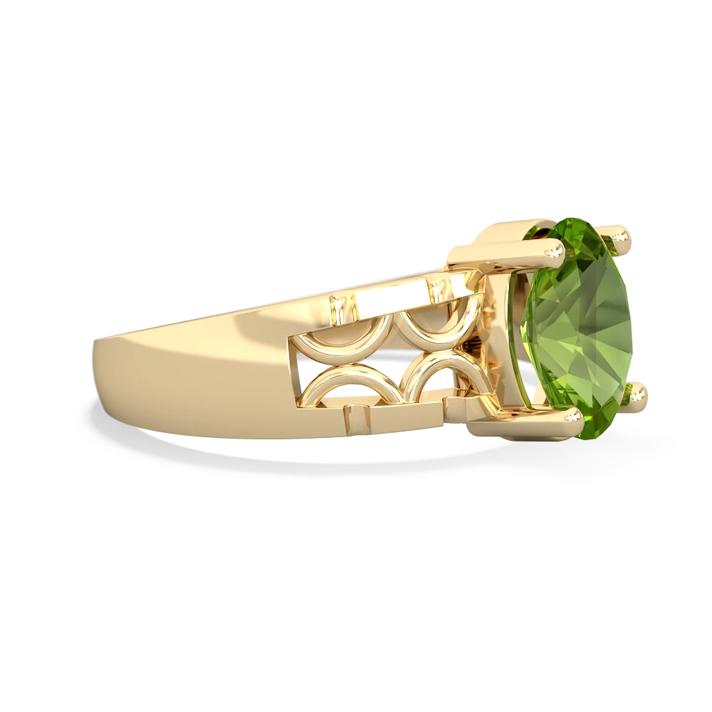 Peridot Art Deco Filigree 14K Yellow Gold ring R2322