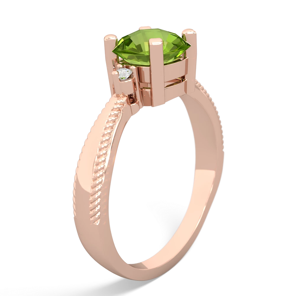 Peridot Cushion Rope 14K Rose Gold ring R2484