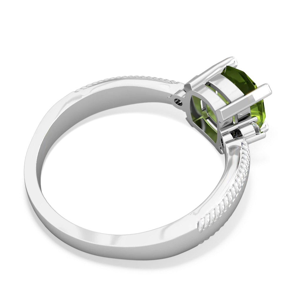 Peridot Cushion Rope 14K White Gold ring R2484