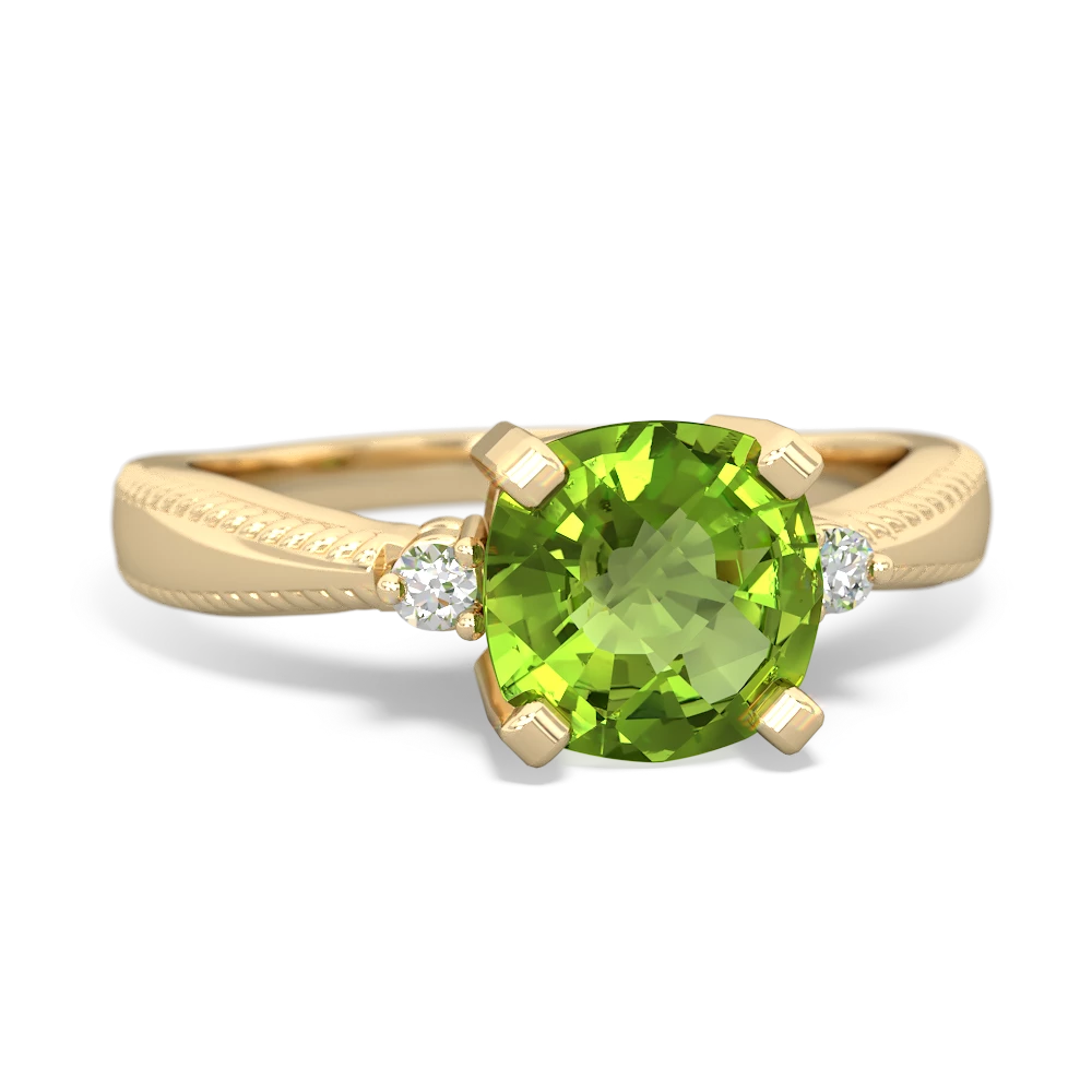 Peridot Cushion Rope 14K Yellow Gold ring R2484