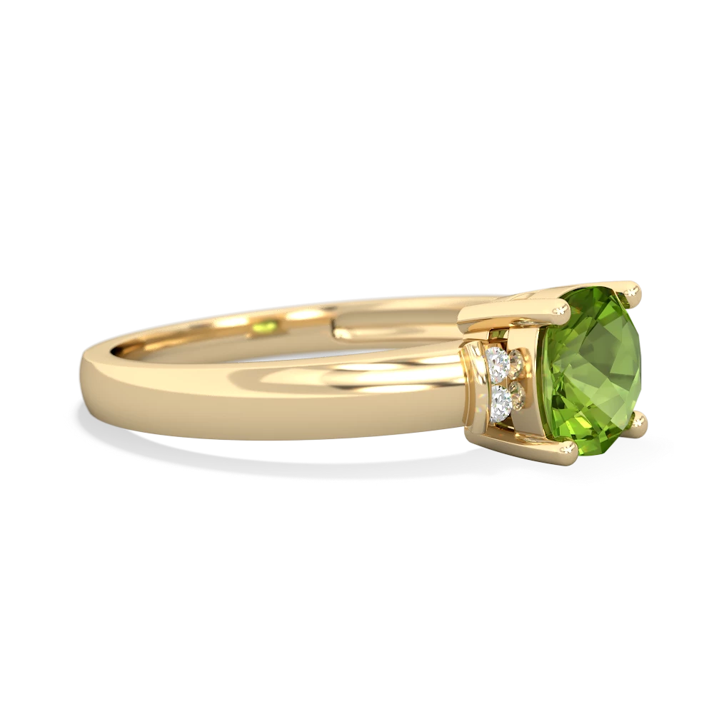 Peridot Simply Elegant Cushion 14K Yellow Gold ring R2489