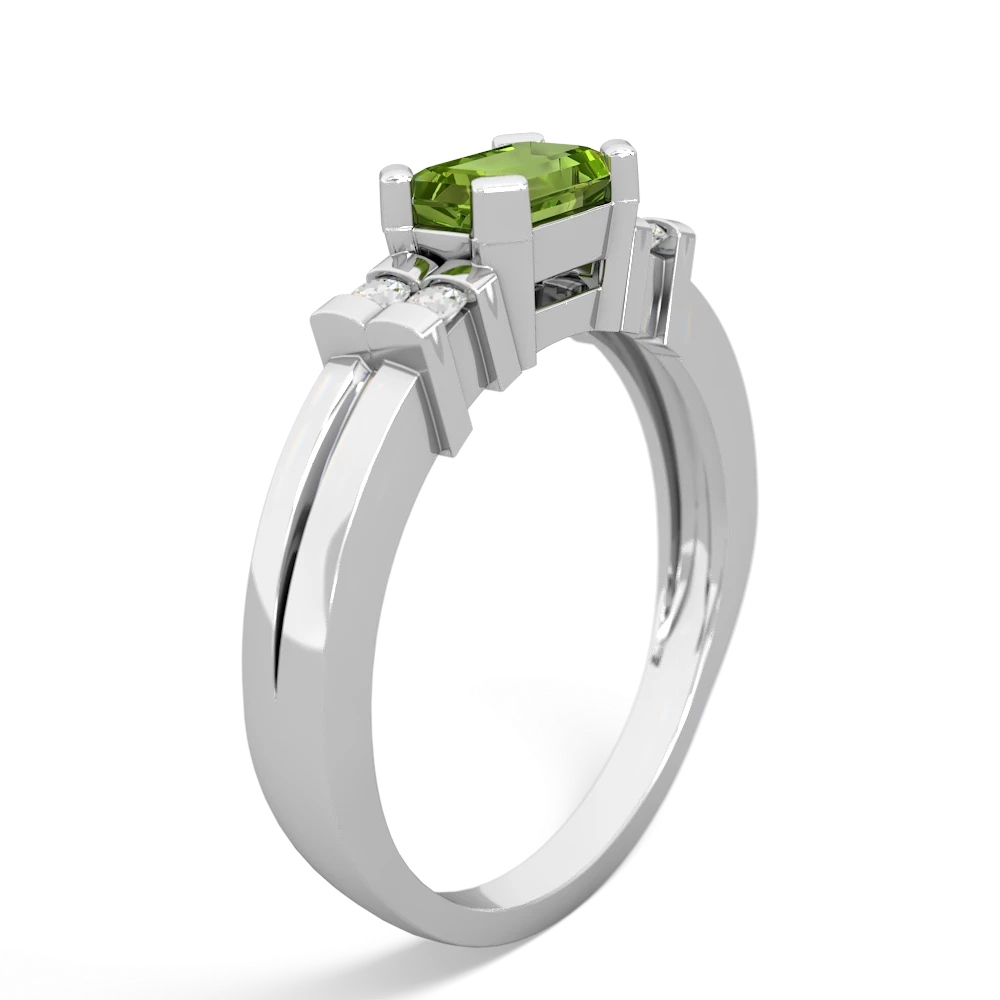 Peridot Art Deco East-West 14K White Gold ring R2590