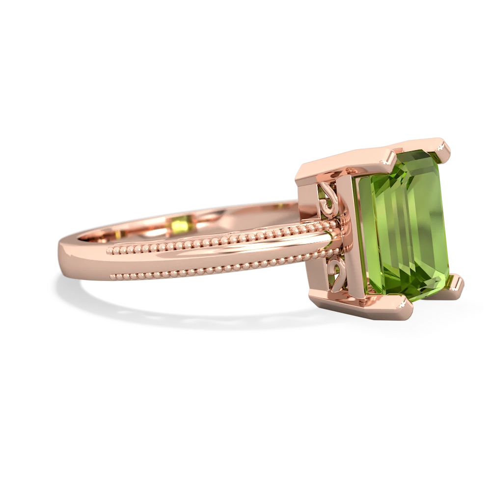 Peridot Milgrain Scroll 14K Rose Gold ring R2338