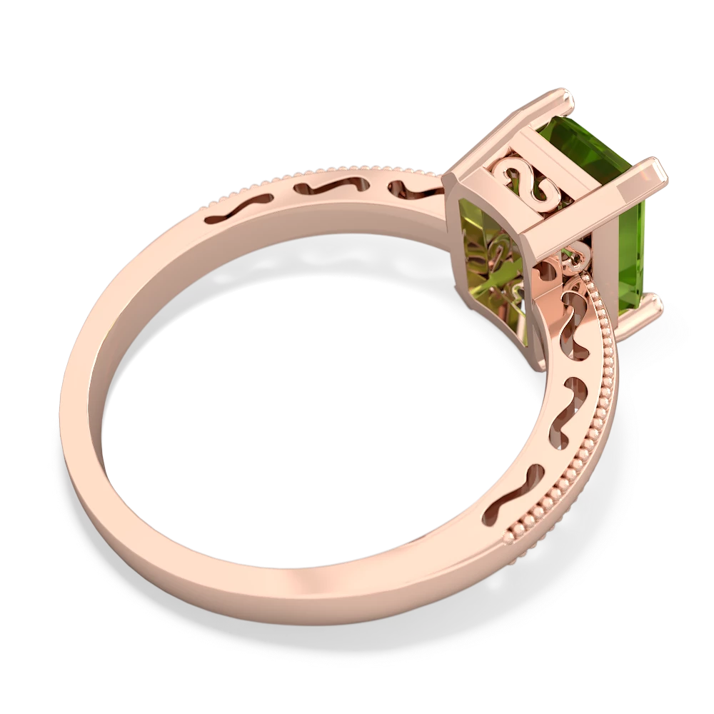 Peridot Milgrain Scroll 14K Rose Gold ring R2338