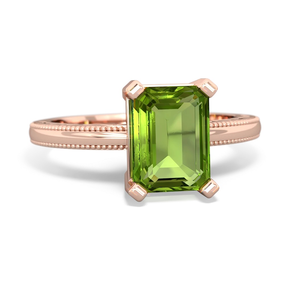 Peridot Milgrain Scroll 14K Rose Gold ring R2338