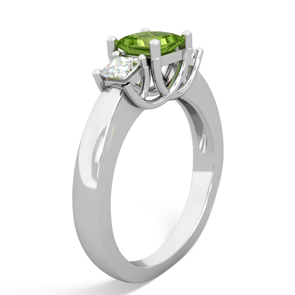 Peridot Three Stone Trellis 14K White Gold ring R4015