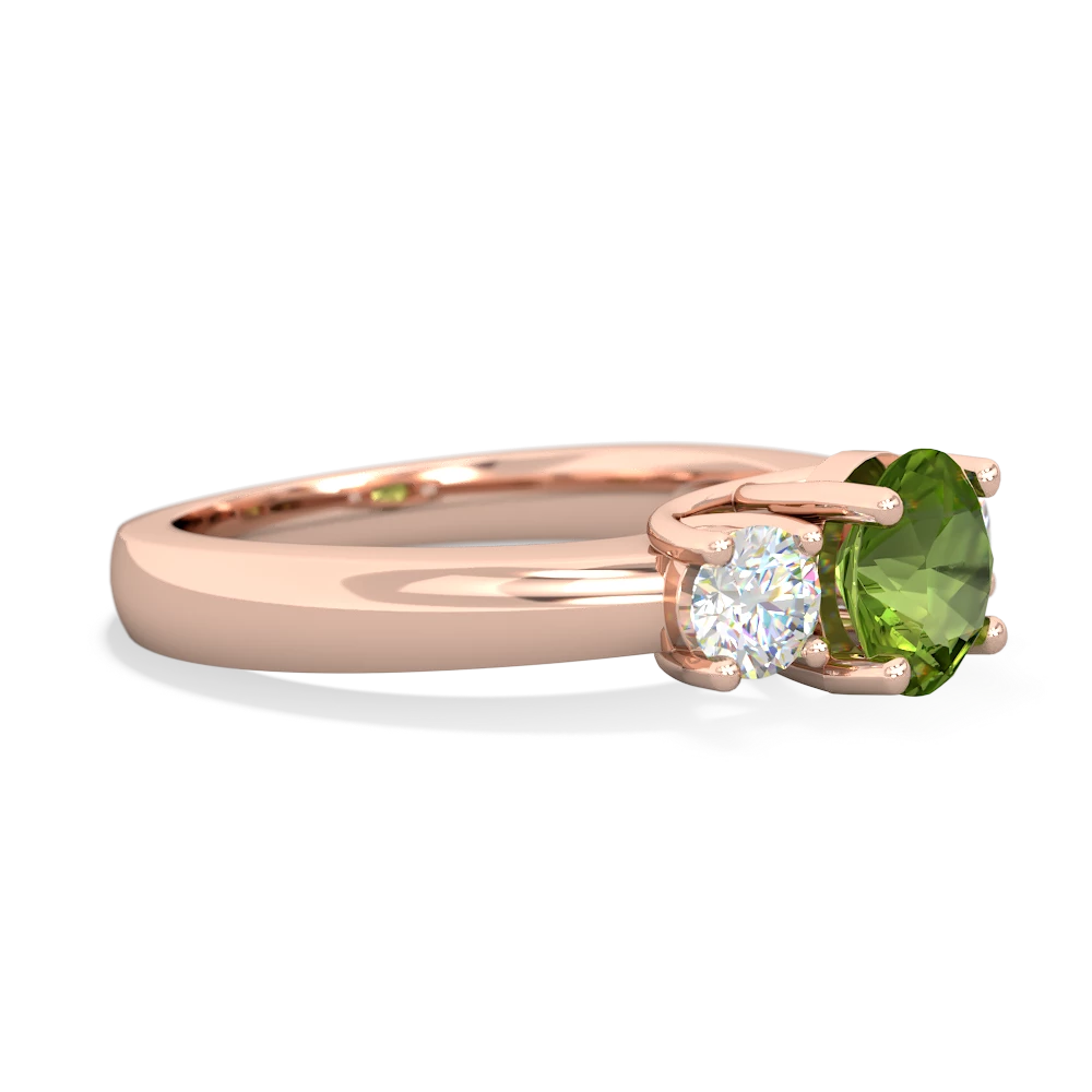 Peridot Diamond Three Stone Round Trellis 14K Rose Gold ring R4018