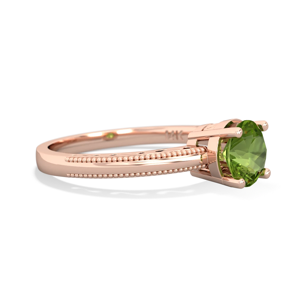 Peridot Milgrain Filigree 14K Rose Gold ring R5090