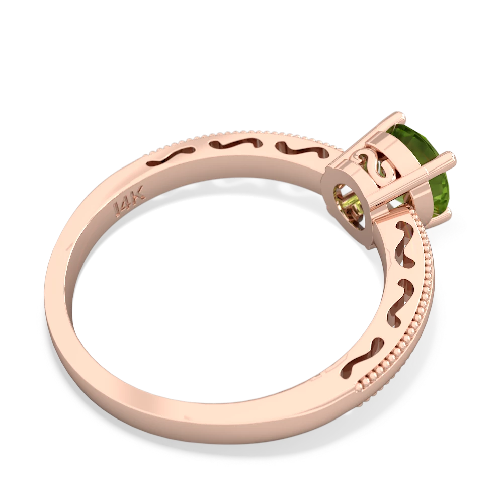 Peridot Milgrain Filigree 14K Rose Gold ring R5090