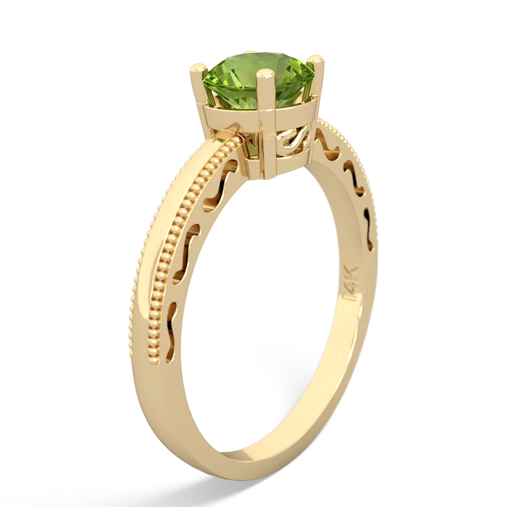 Peridot Milgrain Filigree 14K Yellow Gold ring R5090