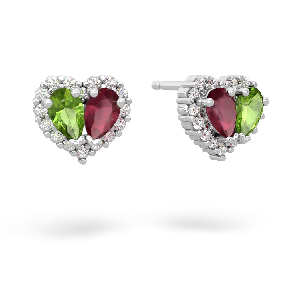 Peridot Halo 14K White Gold earrings E7008