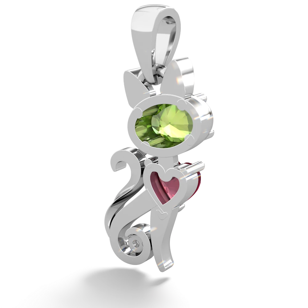 Peridot Kitten 14K White Gold pendant P5780