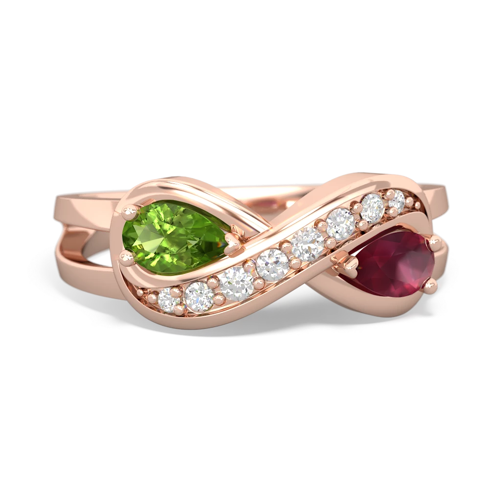 Peridot Diamond Infinity 14K Rose Gold ring R5390