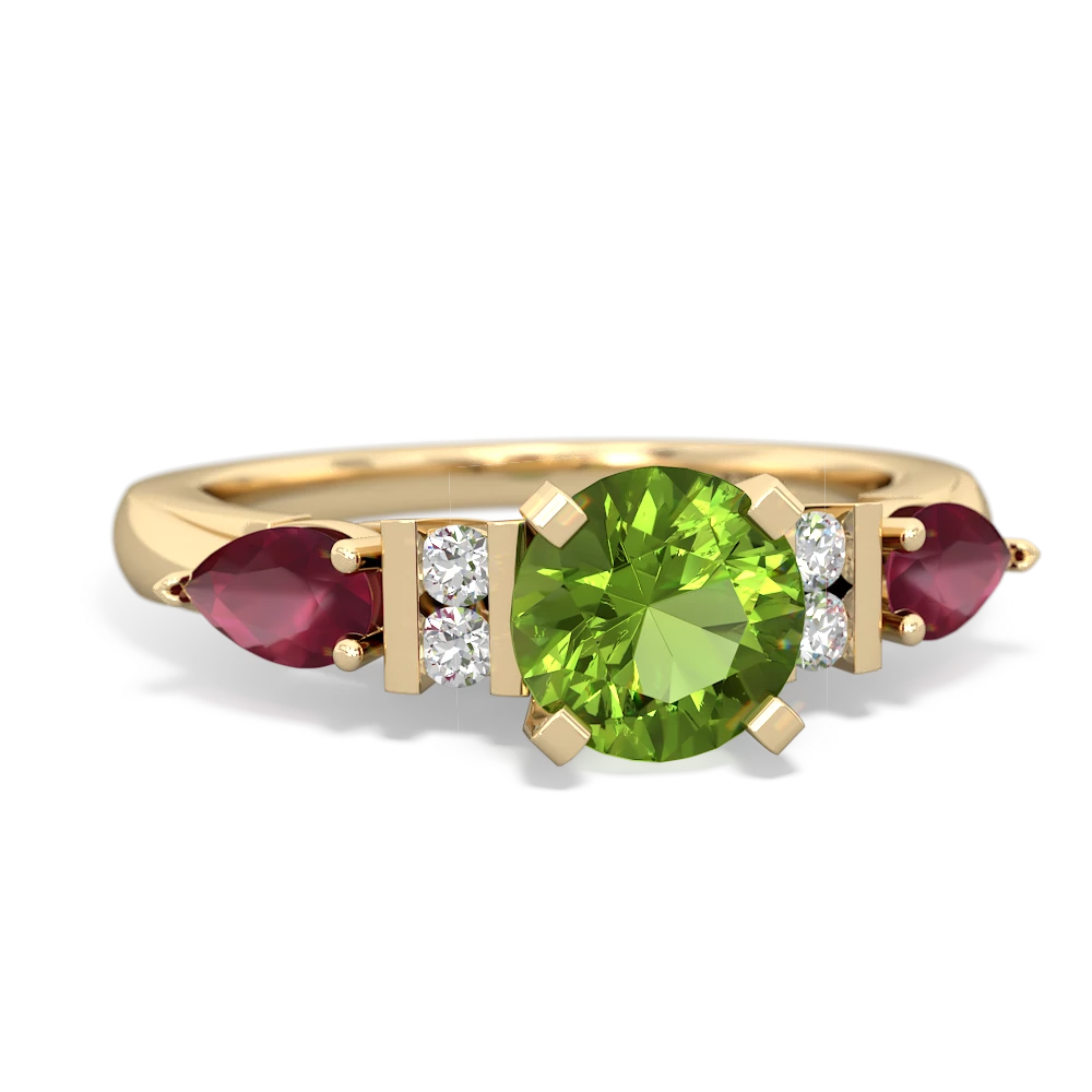 Peridot 6Mm Round Eternal Embrace Engagement 14K Yellow Gold ring R2005