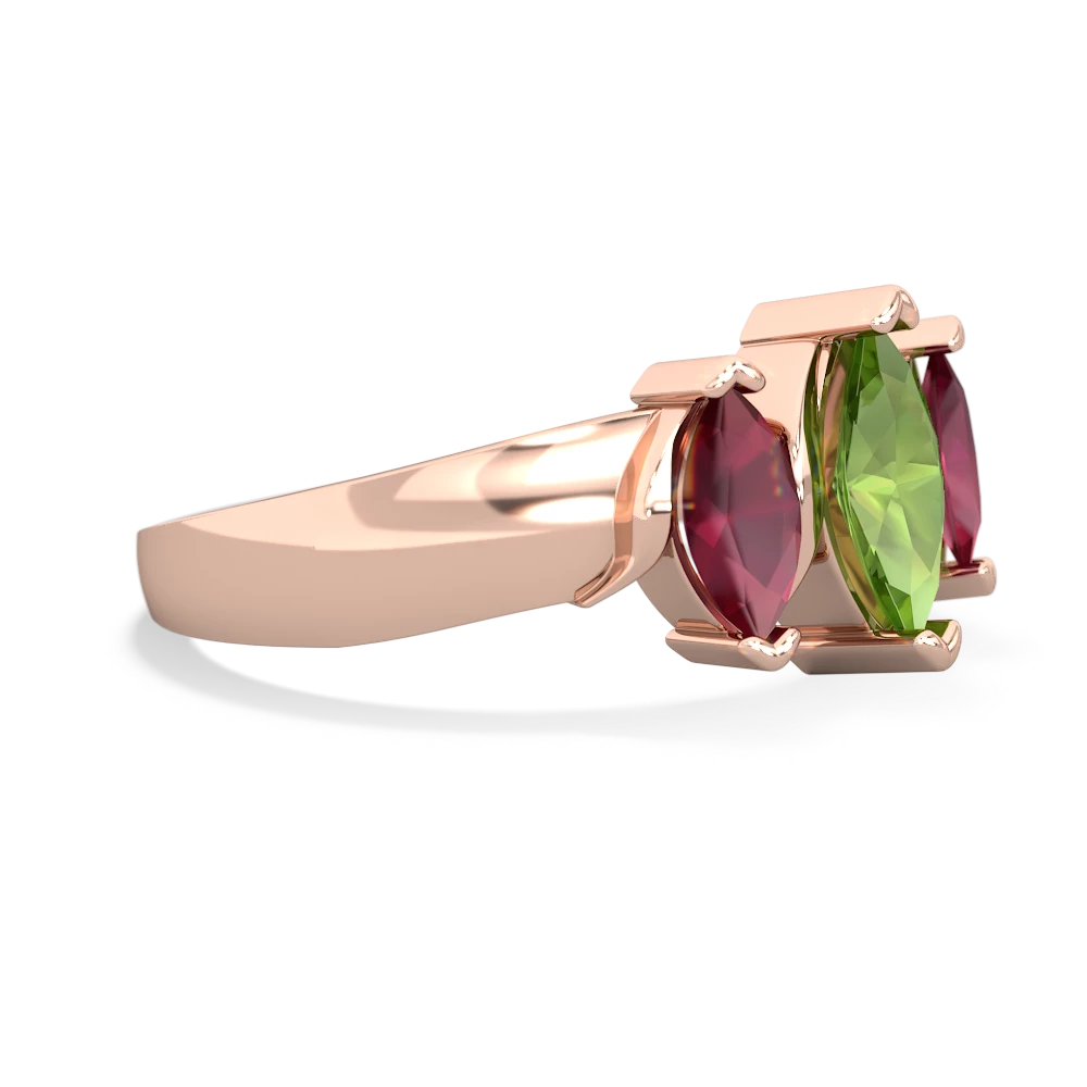 Peridot Three Peeks 14K Rose Gold ring R2433