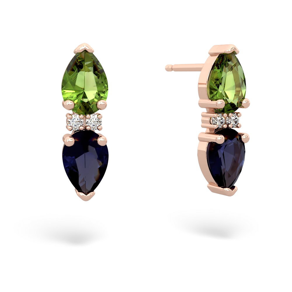 Peridot Bowtie Drop 14K Rose Gold earrings E0865