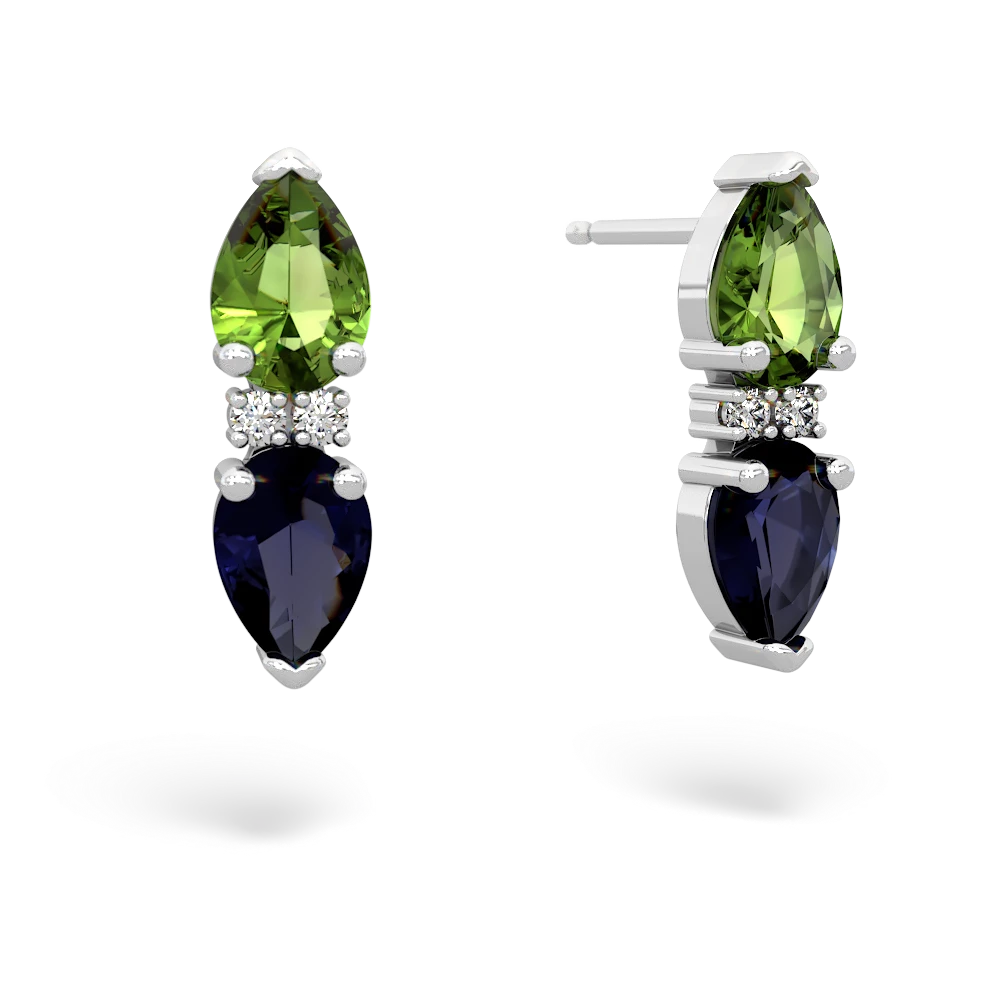 Peridot Bowtie Drop 14K White Gold earrings E0865