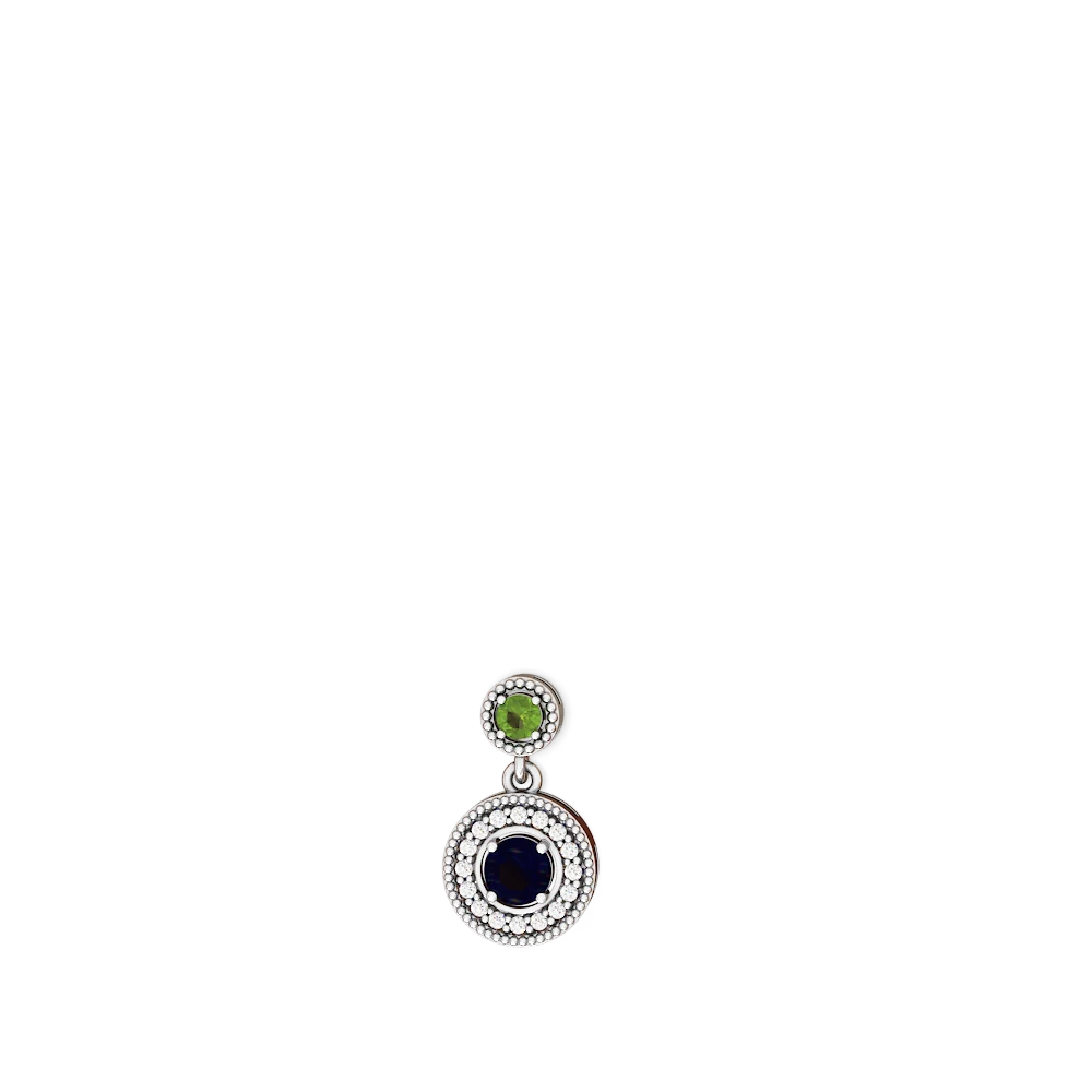 Peridot Halo Dangle 14K White Gold earrings E5319