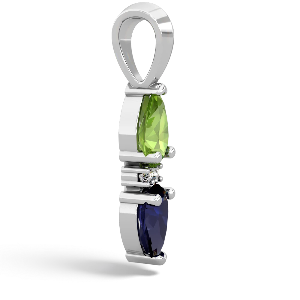 Peridot Bowtie Drop 14K White Gold pendant P0865