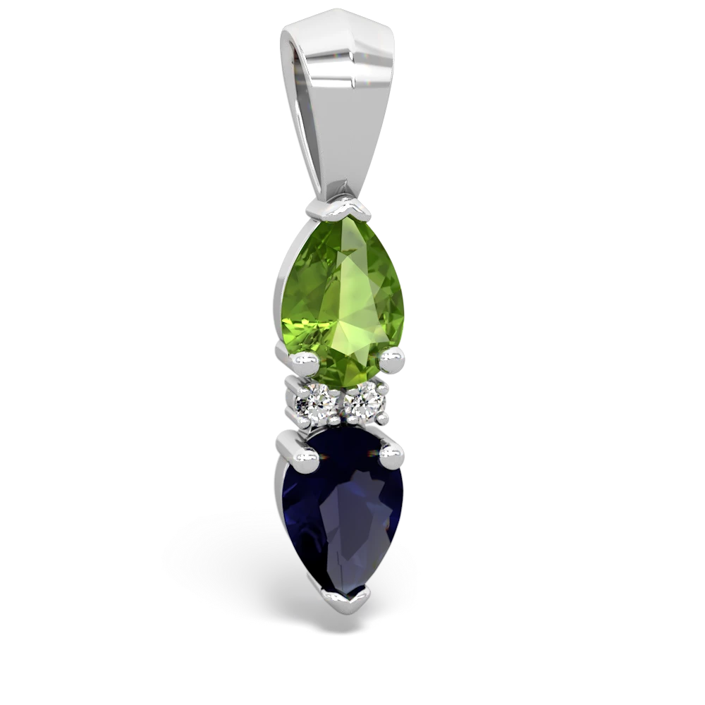 Peridot Bowtie Drop 14K White Gold pendant P0865