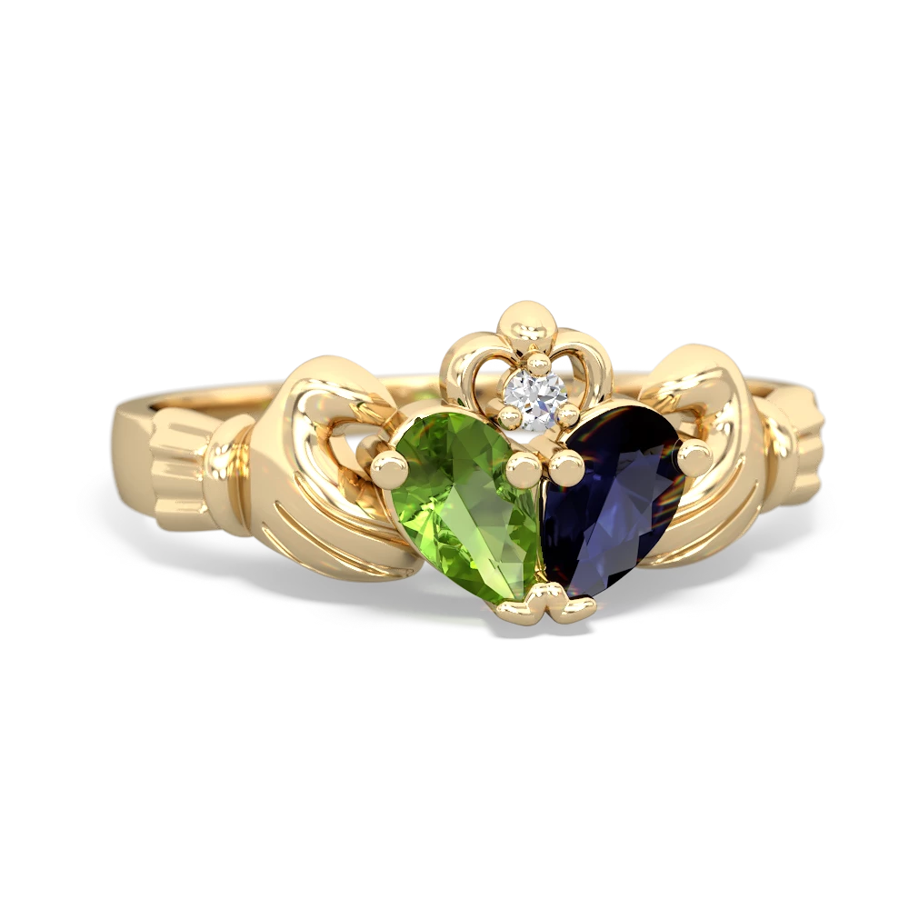 Peridot 'Our Heart' Claddagh 14K Yellow Gold ring R2388