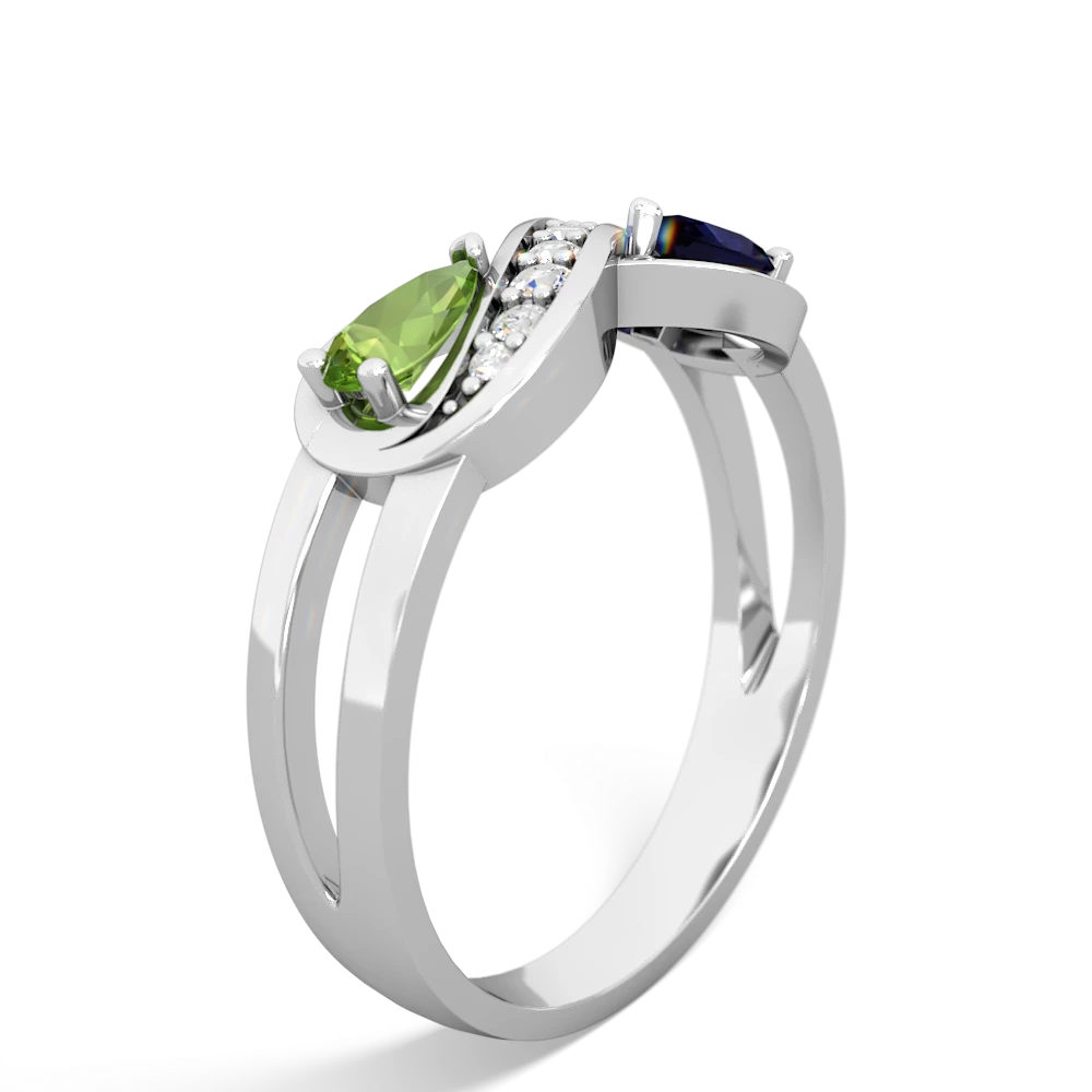 Peridot Diamond Infinity 14K White Gold ring R5390