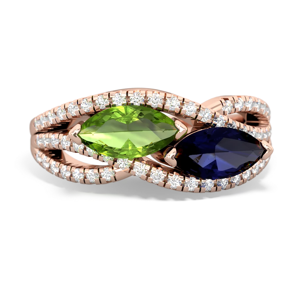 Peridot Diamond Rivers 14K Rose Gold ring R3070